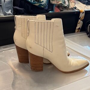 Aldo White Ankle Booties with Wooden Heel